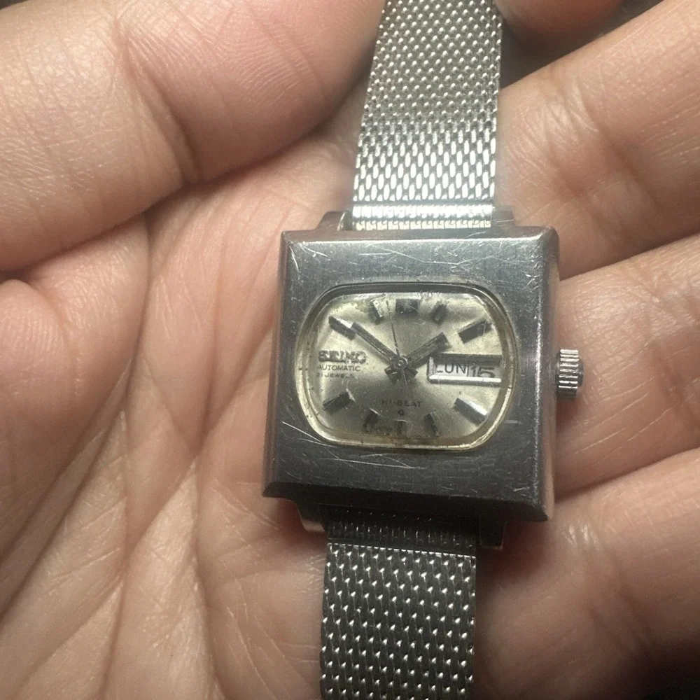 VTG SEIKO 2706-7000 Ladies WATCH 21 JEWELS AUTOMATIC Silver DIAL‎ 26mm - REPAIR
